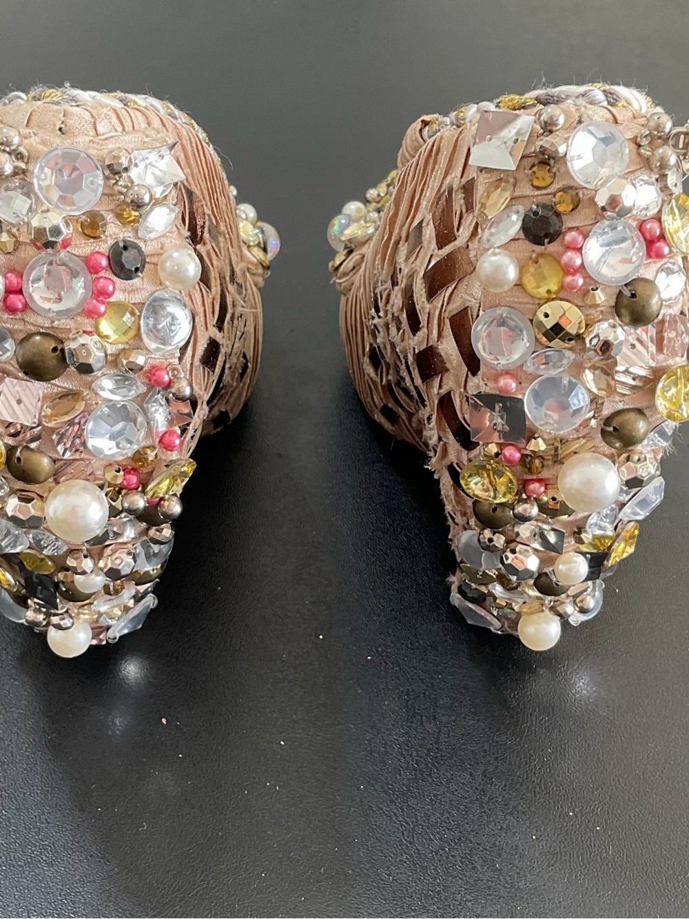 RARE Archival Irregular Choice “Disco Pants” Woven Pearl Gem Heels SZ 6.5 - Picture 3 of 8